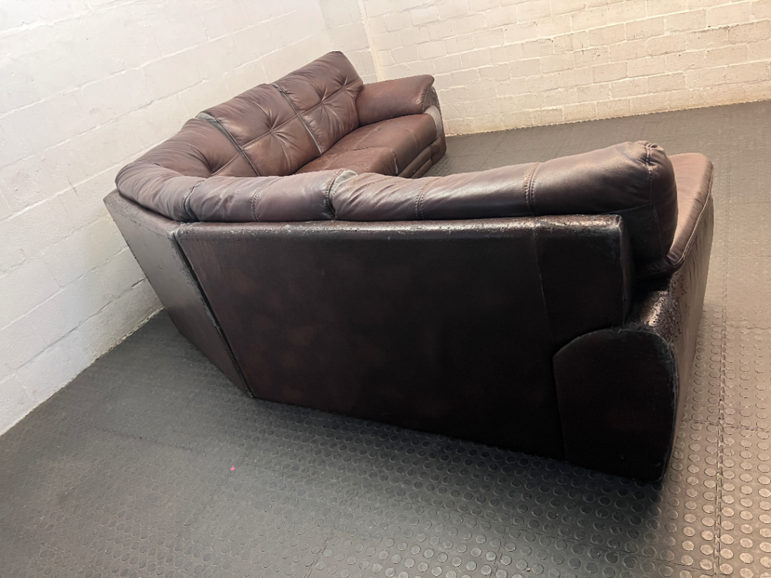 Large L-Shape Sectional Corner Couch in Chocolate Brown