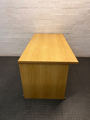 Light Oak Finish Office Desk with 3 Drawers — Good Used Condition