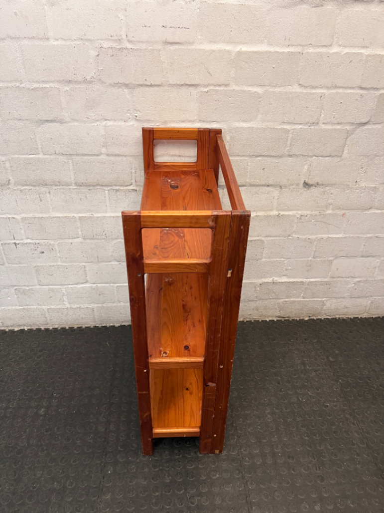 Foldable Three-Tier Wooden Bookshelf — Fair Used Condition