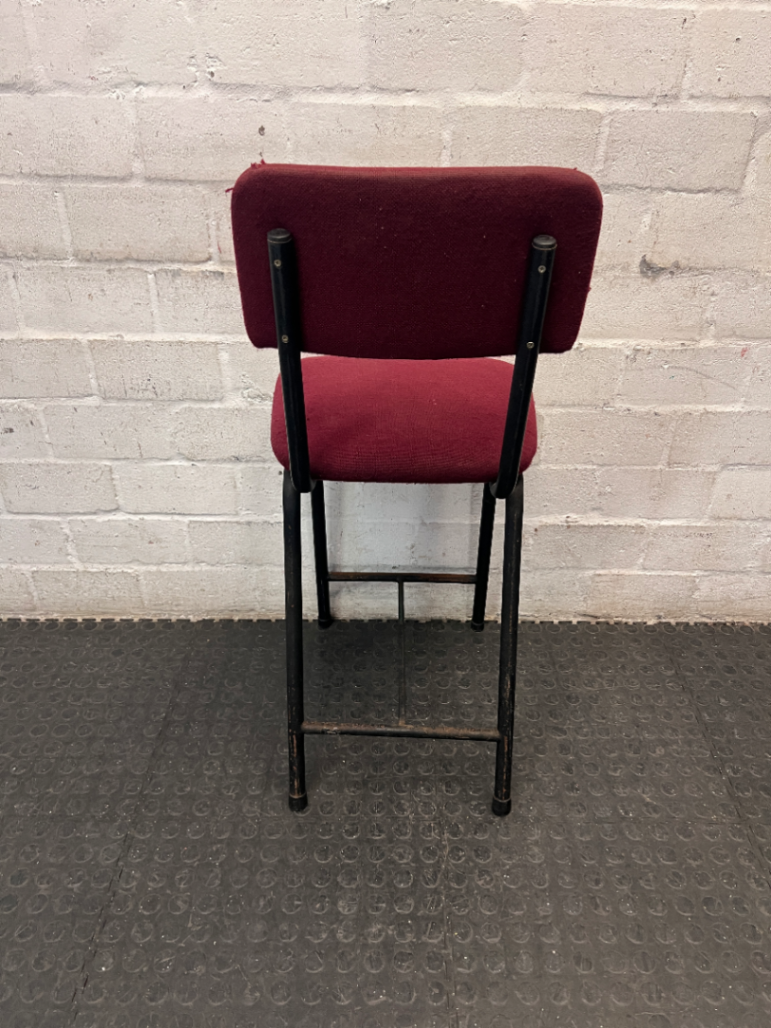 Burgundy Upholstered Dining Chair with Black Metal Frame