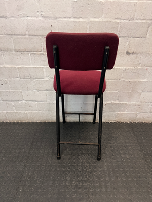 Burgundy Upholstered Dining Chair with Black Metal Frame
