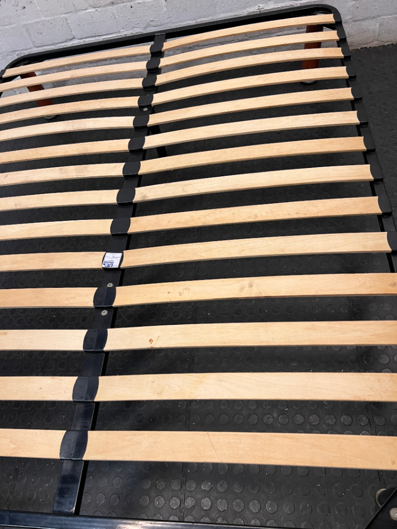 Queen Metal Bed Frame with Wooden Slats