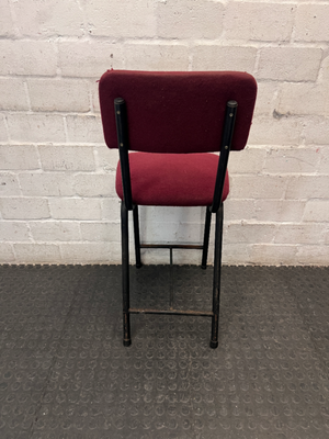 Burgundy Upholstered Bar Stool with Black Metal Frame