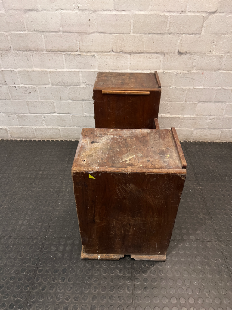 Vintage Wooden Stepped Chest of Drawers — Old Second Hand Condition with Surface Wear