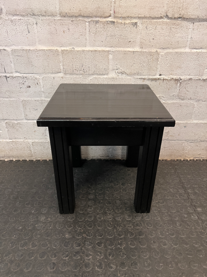 Sleek Black Square Wooden Stool