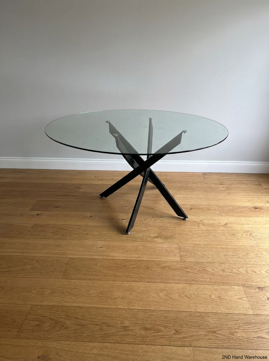 Decofurn 160cm Glass Dining Table - Damaged Leg Fittings - 2ndhandwarehouse.com