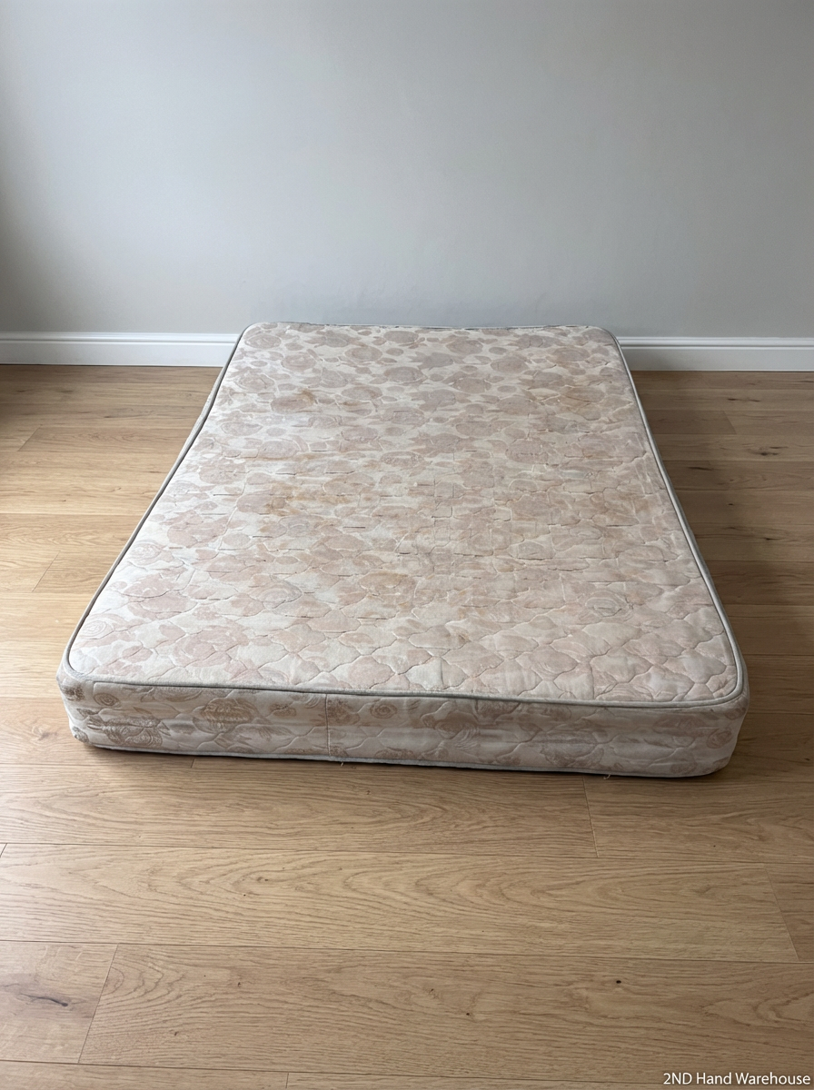 Quilted Cream Double Mattress - Visible Stains - 2ndhandwarehouse.com