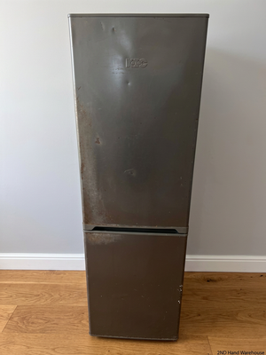 KIC Grey Upright Fridge-Freezer — Working Order With Visible Dents and Marks
