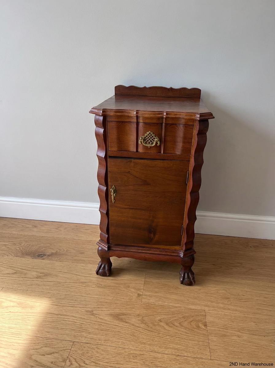 Vintage Scalloped Side Table with Ball & Claw Feet