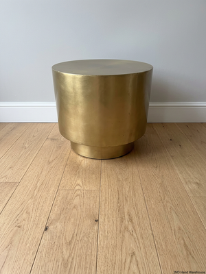 Round Gold Metallic Drum Side Table