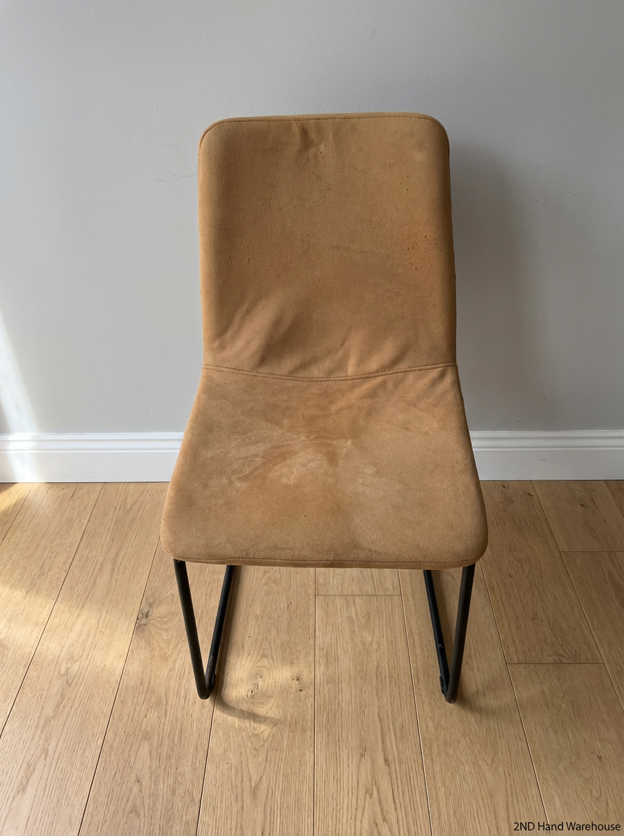 Pair of Mustard Dining Chairs - Upholstery Wear & Base Rust - 2ndhandwarehouse.com