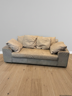 Coricraft 3 Seater Tan Leather Couch — Minor Wear and signs of use