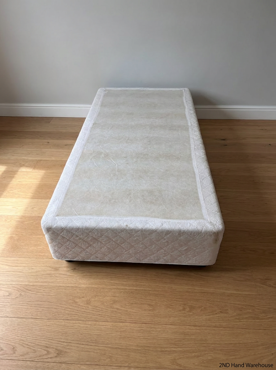 Classic White Fabric Single Bed Base - 2ndhandwarehouse.com