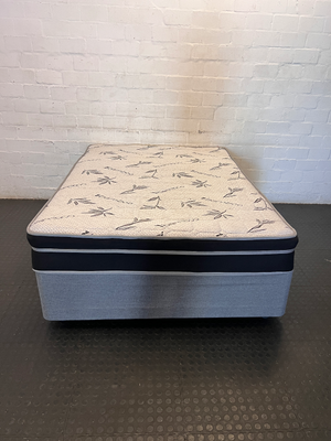 "Bed of Dreams" Double Bed, Mattress & Base Set - Grey & White - 2ndhandwarehouse.com