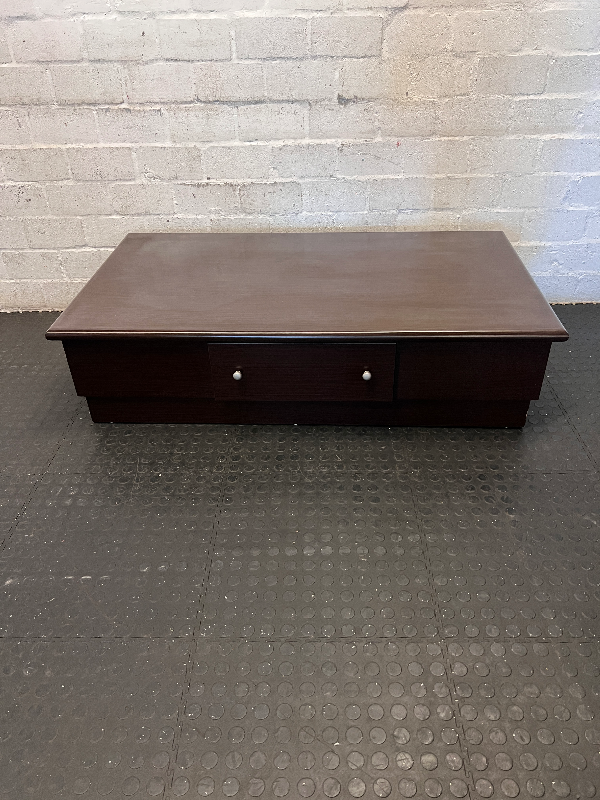 Dark Brown Wooden Coffee Table with Integrated Drawer - 2ndhandwarehouse.com