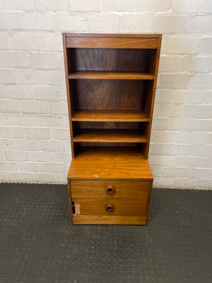 Vintage Stepped Wood Display Cabinet & Drawer Unit - 2ndhandwarehouse.com