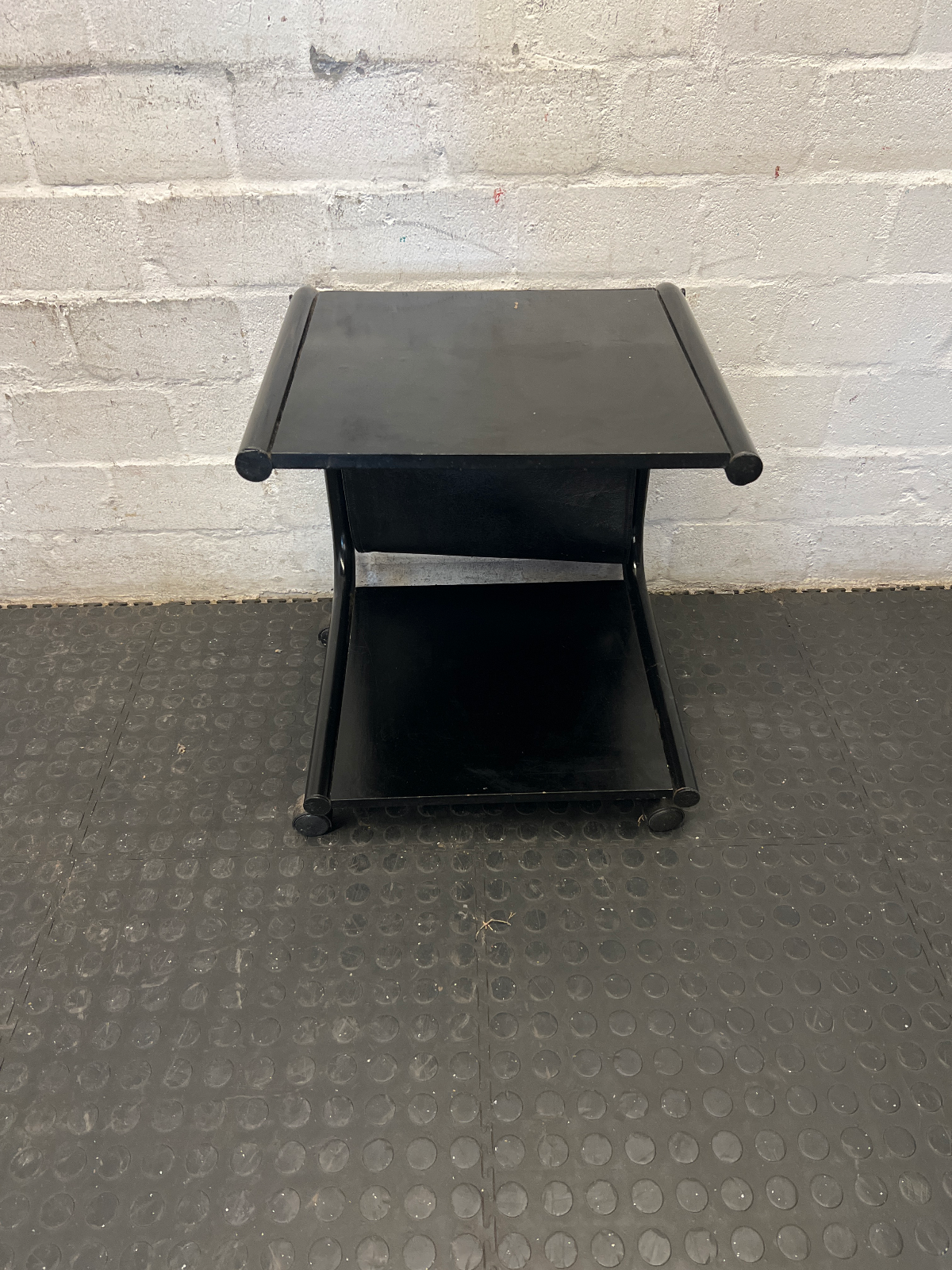 Vintage Style Black Mobile Side Table with Magazine Sling - 2ndhandwarehouse.com