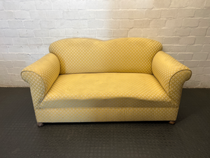 Vintage Golden Floral 2-Seater Couch - 2ndhandwarehouse.com