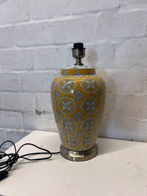 Pair of New Yellow Ceramic Patterned Table Lamps - 48cm - 2ndhandwarehouse.com
