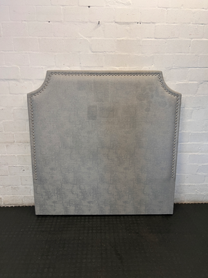 Grey Studded Double Headboard - Minor Sun Discolouration - 2ndhandwarehouse.com