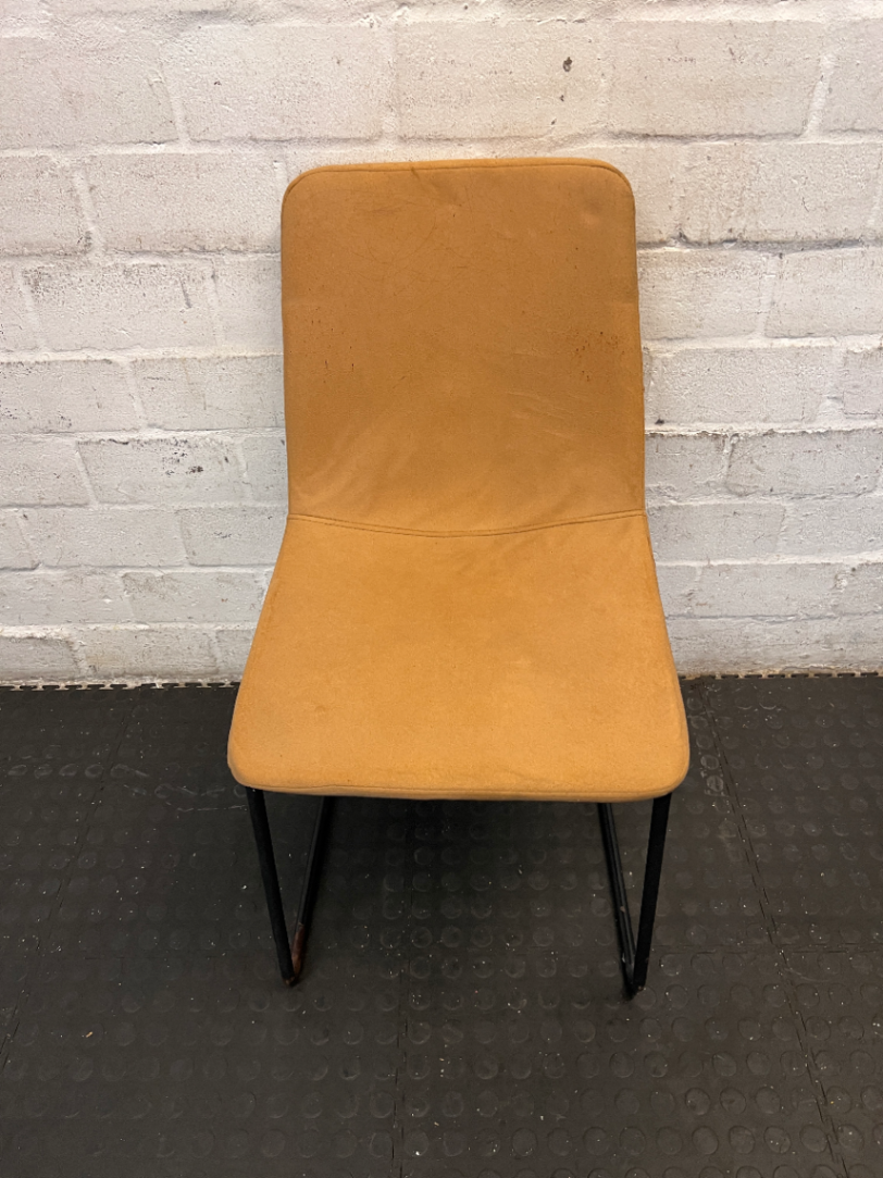 Pair of Mustard Dining Chairs - Upholstery Wear & Base Rust - 2ndhandwarehouse.com