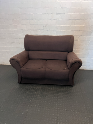 Brown Fabric 2-Seater Couch - Minor Wear to Arm and Base - 2ndhandwarehouse.com