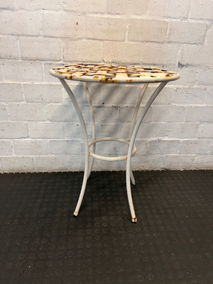 Rustic White Metal Braided-Top Outdoor Table - Visible Weathering - 2ndhandwarehouse.com
