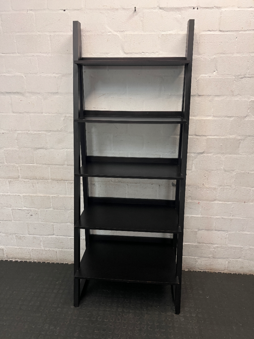 Dark Wood Ladder Bookshelf - Missing One Fixing Bolt - 2ndhandwarehouse.com