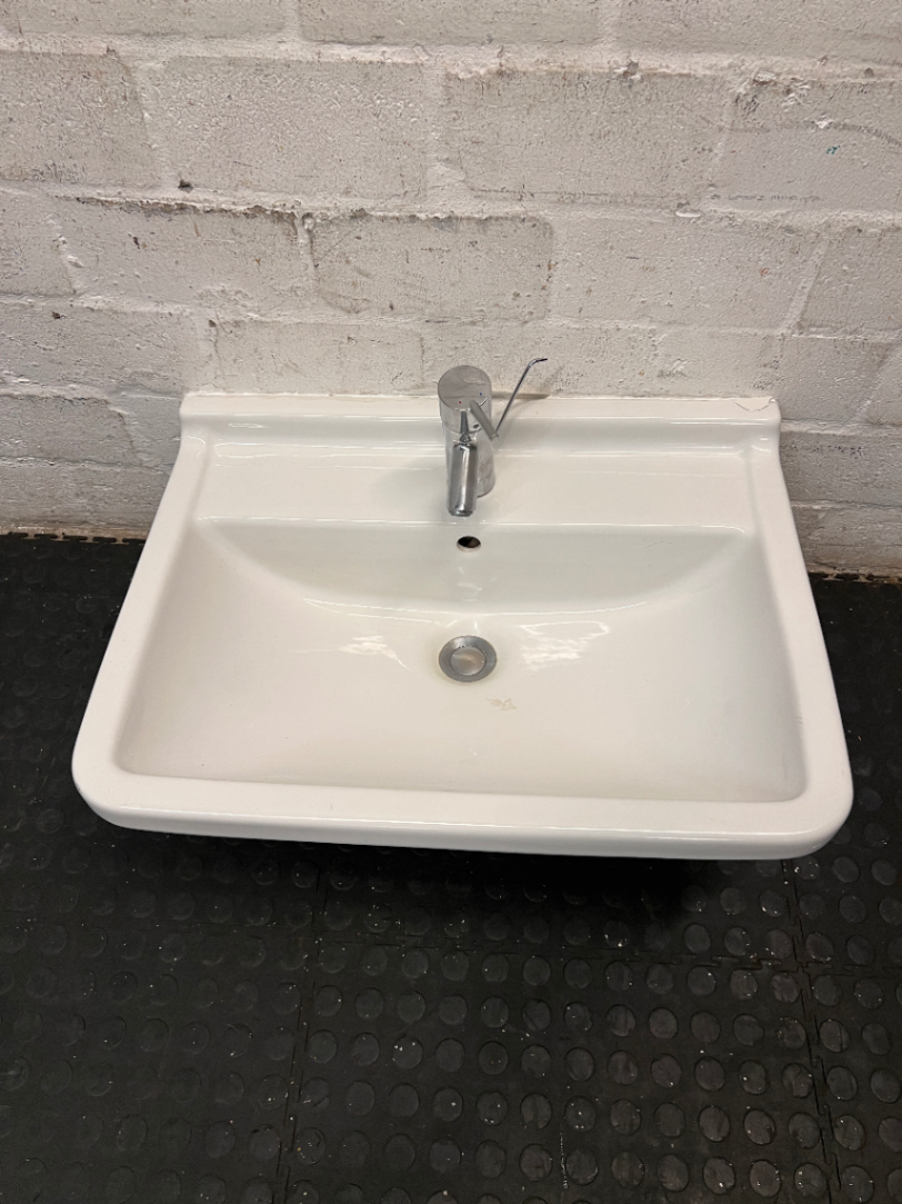 Large Ceramic Bathroom Basin - Used Fair Condition (No Tap) - 2ndhandwarehouse.com