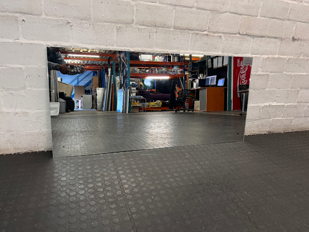 Large Frameless Rectangular Wall Mirror - Fair Condition - 2ndhandwarehouse.com