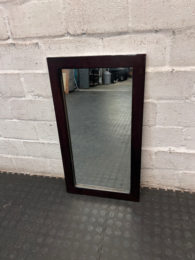 Small Dark Wood Frame Bathroom Mirror - Fair Condition - 2ndhandwarehouse.com