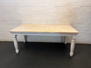 8 Seater White Wash Dining Table - Needs Some Work - 2ndhandwarehouse.com
