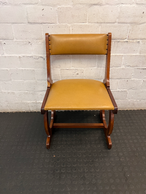 Vintage Style Wooden Dining Chair with Studded Upholstery — Seat Damaged and Needs Repair - 2ndhandwarehouse.com