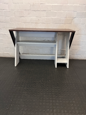 Two-Tone Modern Office Desk with Built-in Shelving — Good Condition - Requires Assembly - 2ndhandwarehouse.com