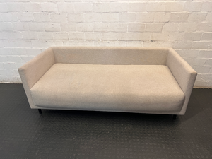 Modern Neutral Woven 2 Seater Couch — Well Used and In Fair C - 2ndhandwarehouse.com