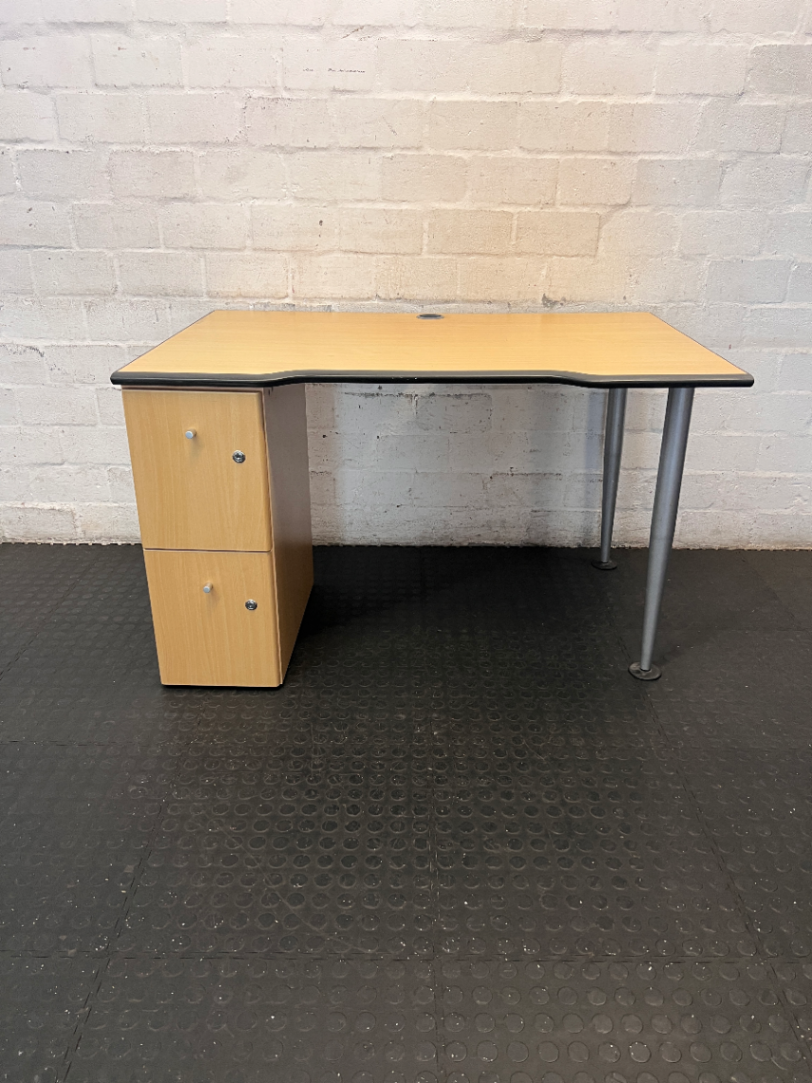 Ergonomic Office Desk with Integrated Pedestal Drawers — Good Working Order with Cable Trays - 2ndhandwarehouse.com