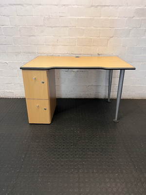 Ergonomic Office Desk with Integrated Pedestal Drawers — Good Working Order with Cable Trays - 2ndhandwarehouse.com