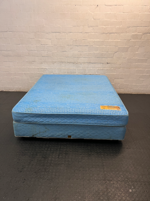 Sealy Posturepedic Queen Mattress in Blue — Visible Staining on Mattress and Base - 2ndhandwarehouse.com
