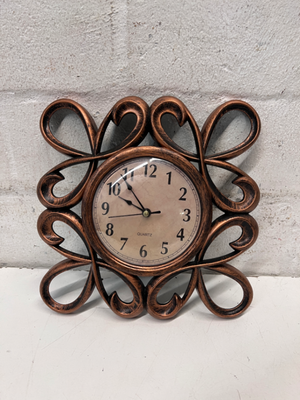 Bronze Scrollwork Quartz Wall Clock — Good Working Order - 2ndhandwarehouse.com