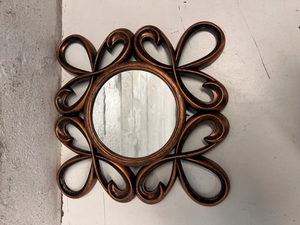 Ornate Bronze-Tone Scrollwork Wall Mirror — Good Working Order - 2ndhandwarehouse.com
