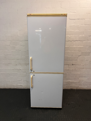 Fridge Master White Bottom Mount Fridge Freezer — Working Order with Scrapemarks in Freezer - 2ndhandwarehouse.com