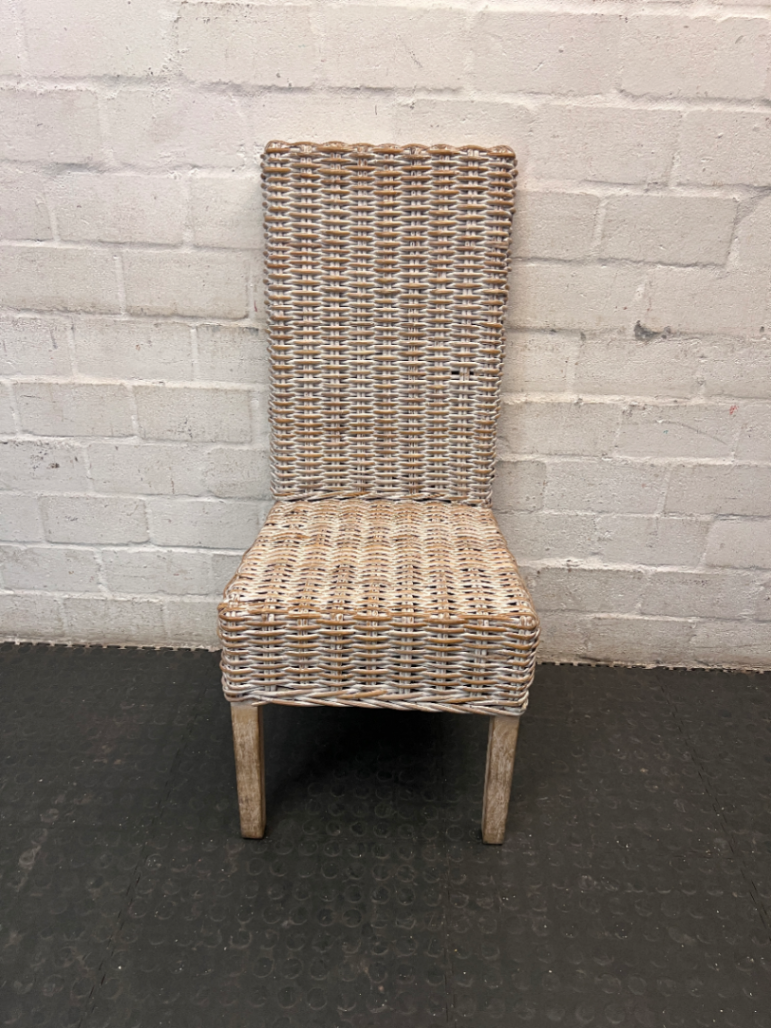 White-Washed Rattan High-Back Dining Chair — Good C - 2ndhandwarehouse.com