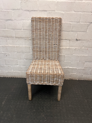 White-Washed Rattan High-Back Dining Chair — Good C - 2ndhandwarehouse.com