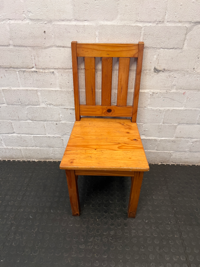 Classic Oregon Pine Slat-Back Dining Chair — Visible Surface Wear and M - 2ndhandwarehouse.com