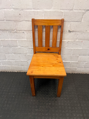 Classic Oregon Pine Slat-Back Dining Chair — Visible Surface Wear and M - 2ndhandwarehouse.com