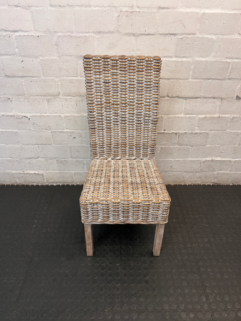 White Two-Tone Rattan Weave Dining Chair — Good C - 2ndhandwarehouse.com