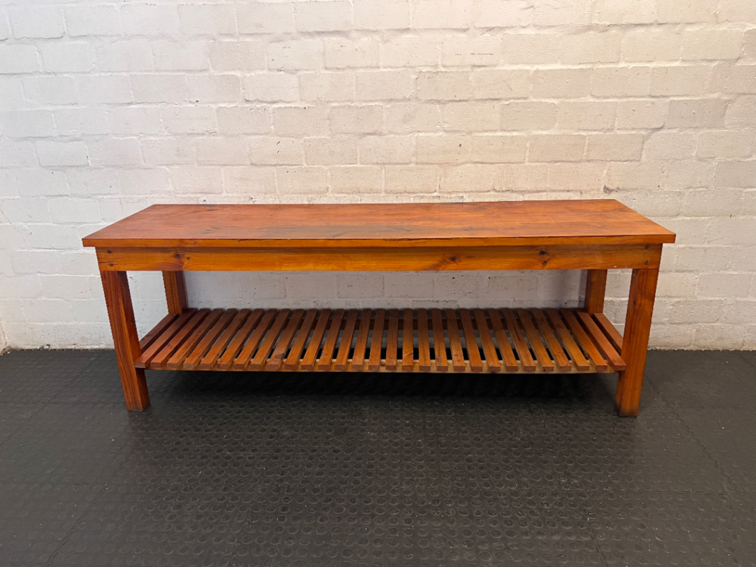 Large Oregon Pine Slatted Sideboard Server — Good Working O - 2ndhandwarehouse.com