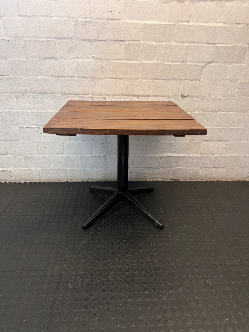 Square Wooden Top Cafe Table with Black Pedestal Base - 2ndhandwarehouse.com