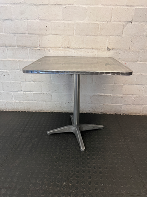 Square Stainless Steel Cafe Table with Pedestal Base - 2ndhandwarehouse.com