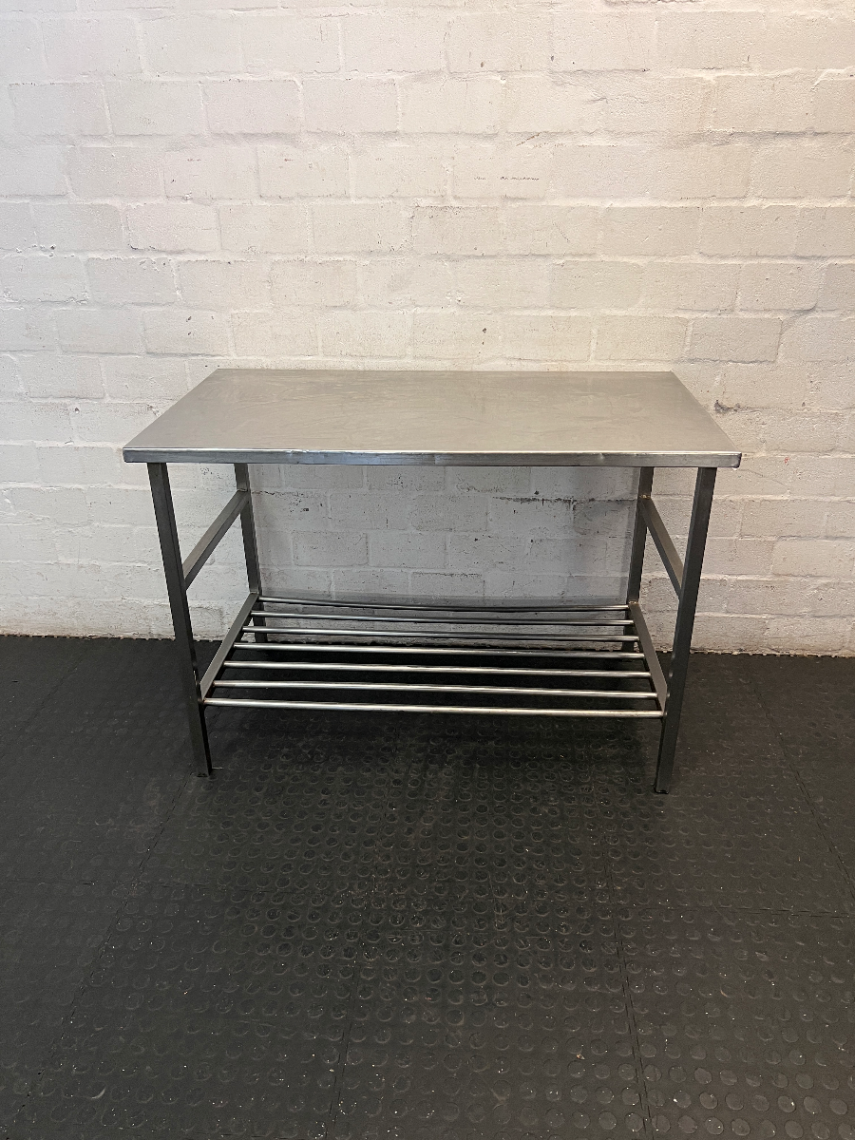 Industrial Stainless Steel Prep Table with Slatted Shelf — Good Working O - 2ndhandwarehouse.com